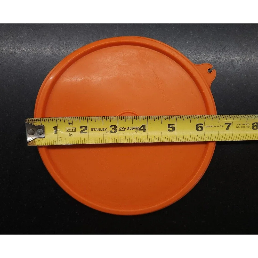 Vintage Orange Round Replacement Tupperware Lid 227-41 C Tab 6.25
